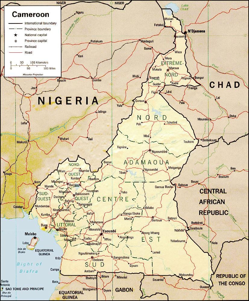 bản đồ của Cameroon