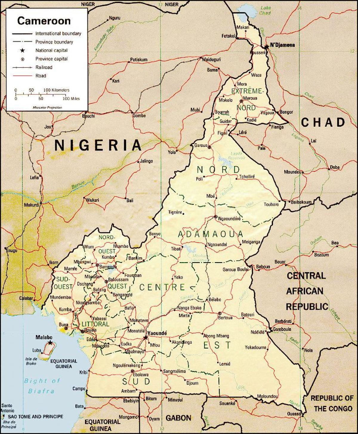 bản đồ của Cameroon