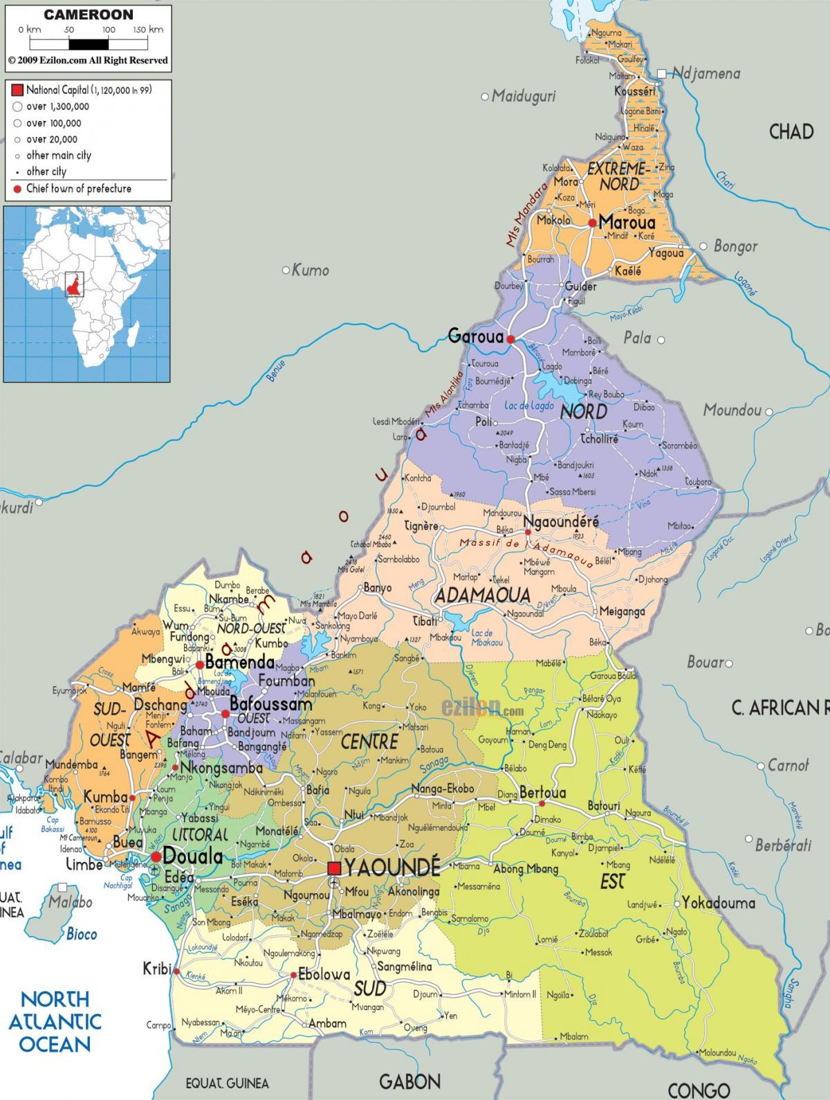 Cameroon bản đồ khu vực