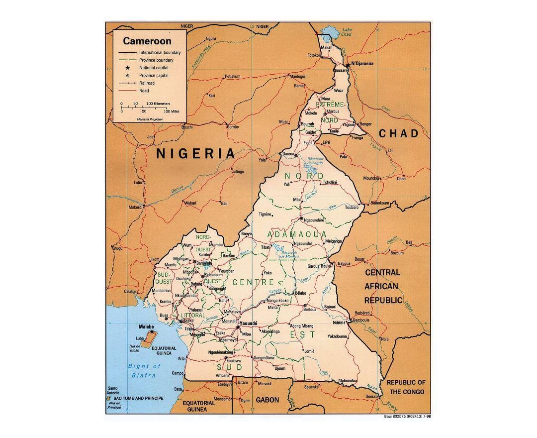 Bản đồ của miền nam Cameroon