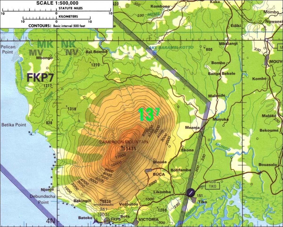 Cameroon núi bản đồ
