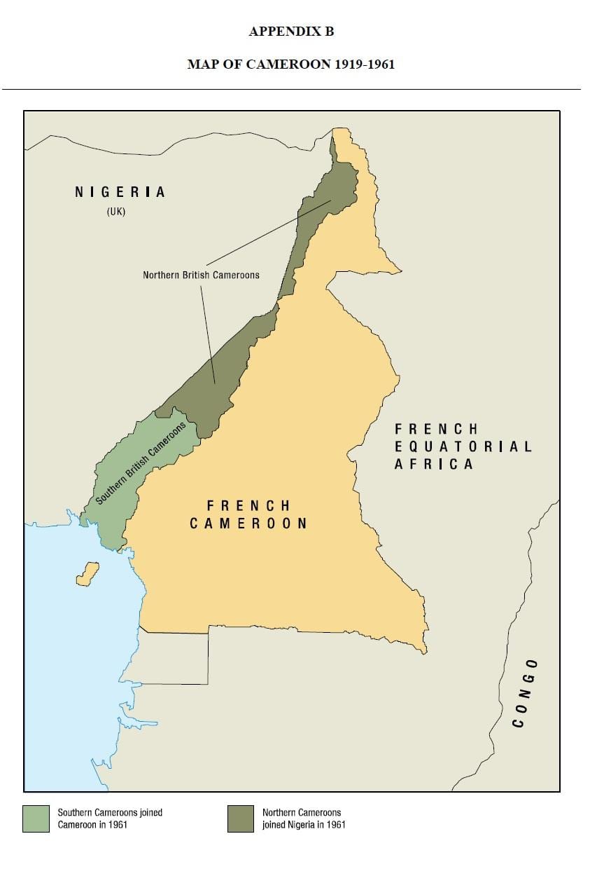 Bản đồ của uno nước của Cameroon