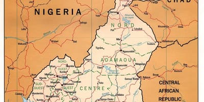 Bản đồ vật lý của Cameroon